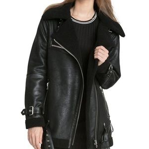NWOT Avec Les Filles Faux-Shearling Moto Jacket